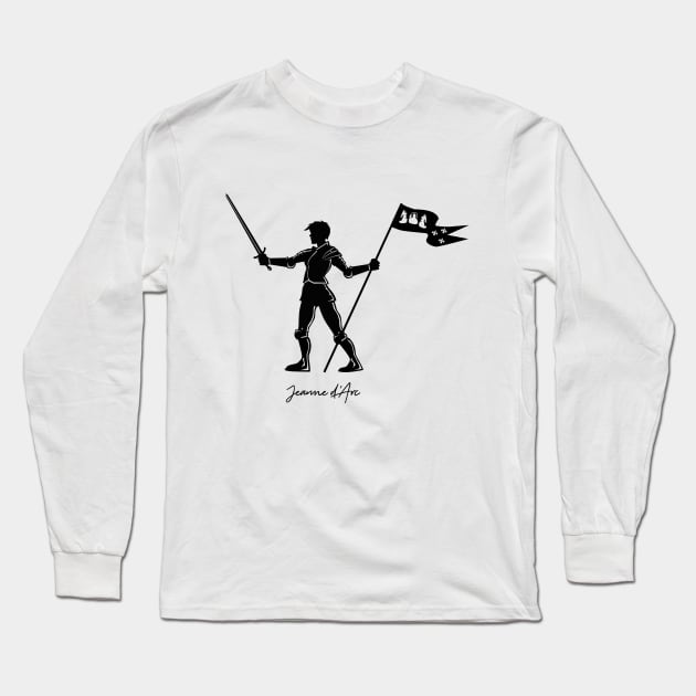 Joan of Arc black silhouette Long Sleeve T-Shirt by chrisayerscreative